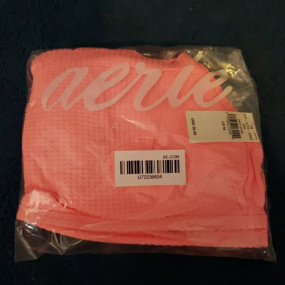 Aerie Waffle Scalloped Bandeau Bikini Top Women's Size Small